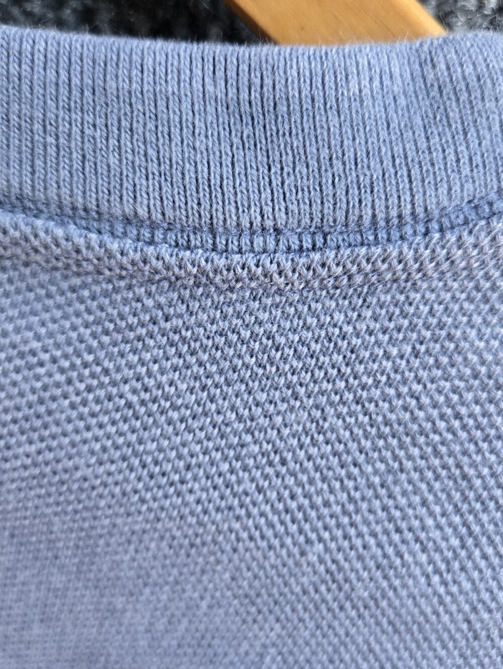 Vintage 90s L.L. Bean Waffle Knit Men's Crewneck Preppy Sweashirt In Dusty Blue - Picture 3 of 8